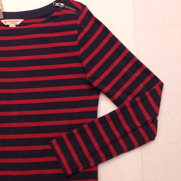 Brooks Brothers Casual Long Sleeve Crew Neck T Shirt Womens Size S Blue Red - Picture 5 of 10